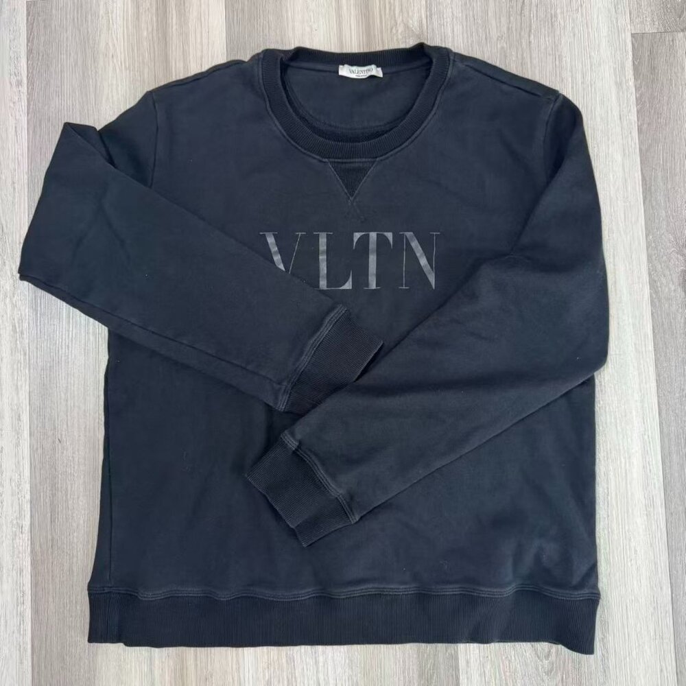 Vintage Valentino Crewneck Cotton Sweatshirt Black Size M